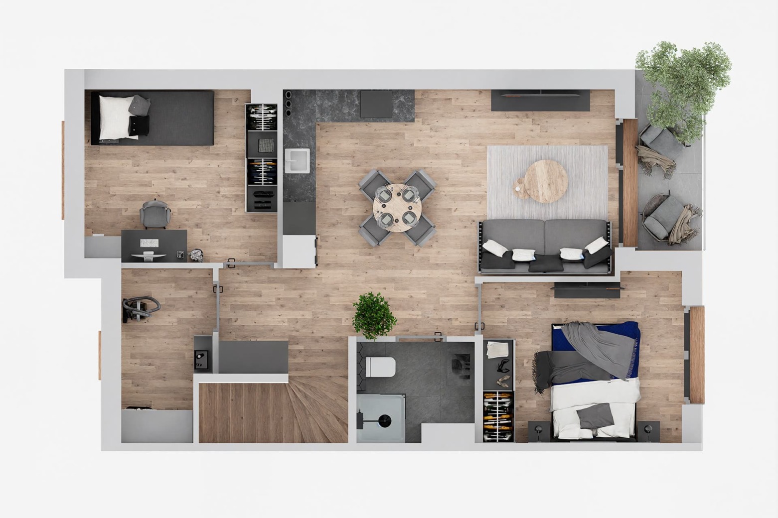 Tuwima 15 - Piętro - rzut odbicie lustrzane